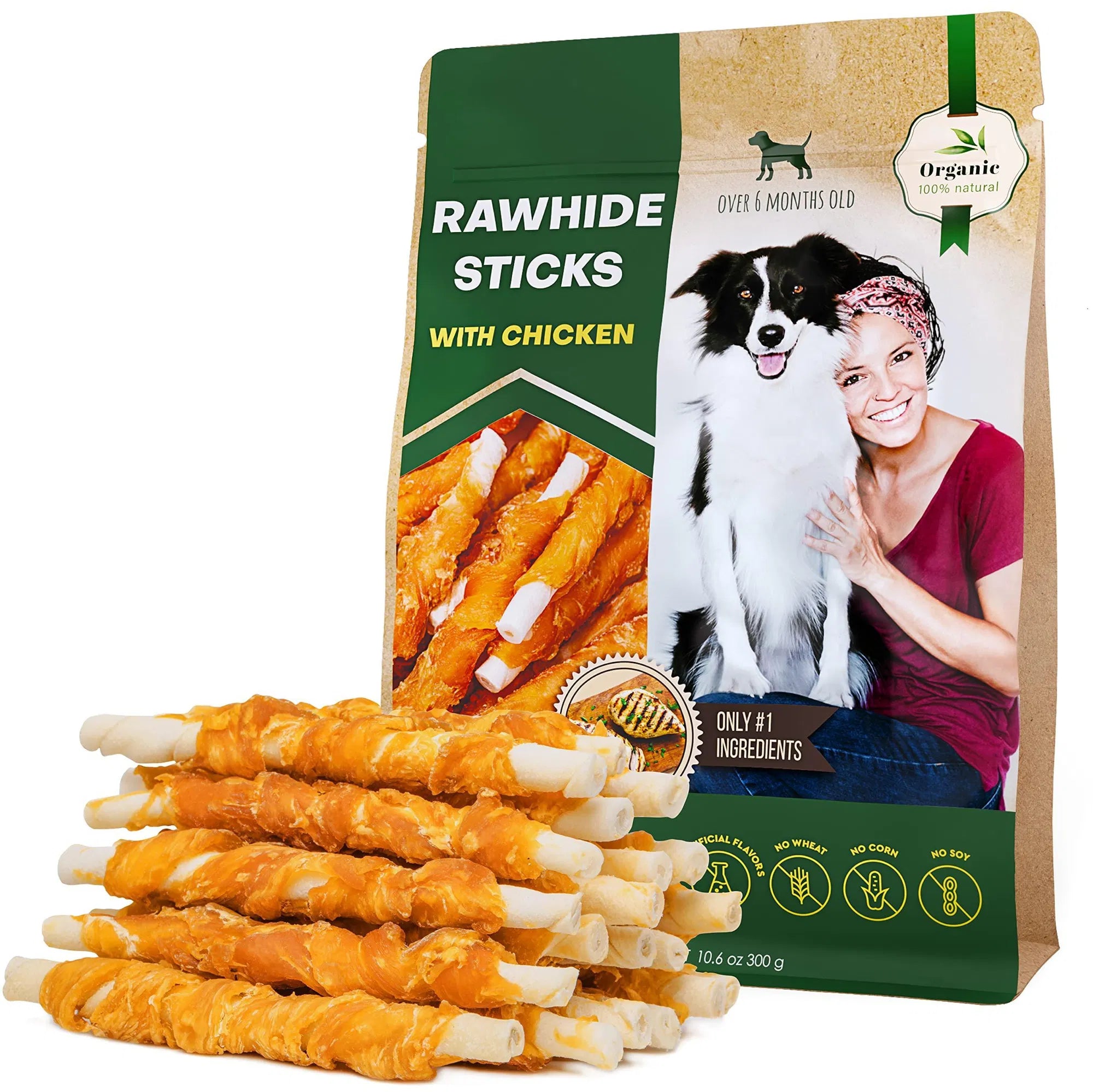 Dog Sticks Wrapped with Chicken, Natural Chew Treats Grain Free Organic Meat & Human Grade Dried Snacks In Bulk for Dogs