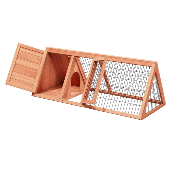 Small Chicken Coop Outdoor A-Frame Quail Cage With 2 Door & Run Cage Wooden Triangle Quail Hutch With Ventilating Wire Poultry Hutch For Small Animal Indoor,Outdoor Use