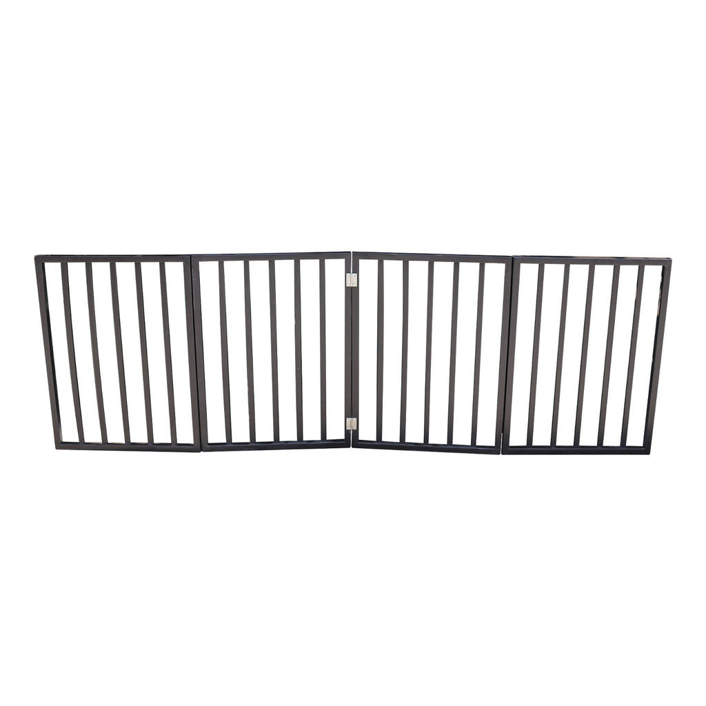 Wooden Pet Gate - Freestanding, Folding For Doorways, Stairs, House, Brown Arc