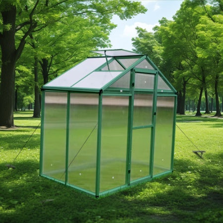 Newly Marketed Gain Height Windproofaluminum Greenhouse 6x4 FT Polycarbonate Greenhouse Raised Base And Anchor Aluminum Heavy Duty Walk-in Greenhouses For Outdoor Backyard In All Season