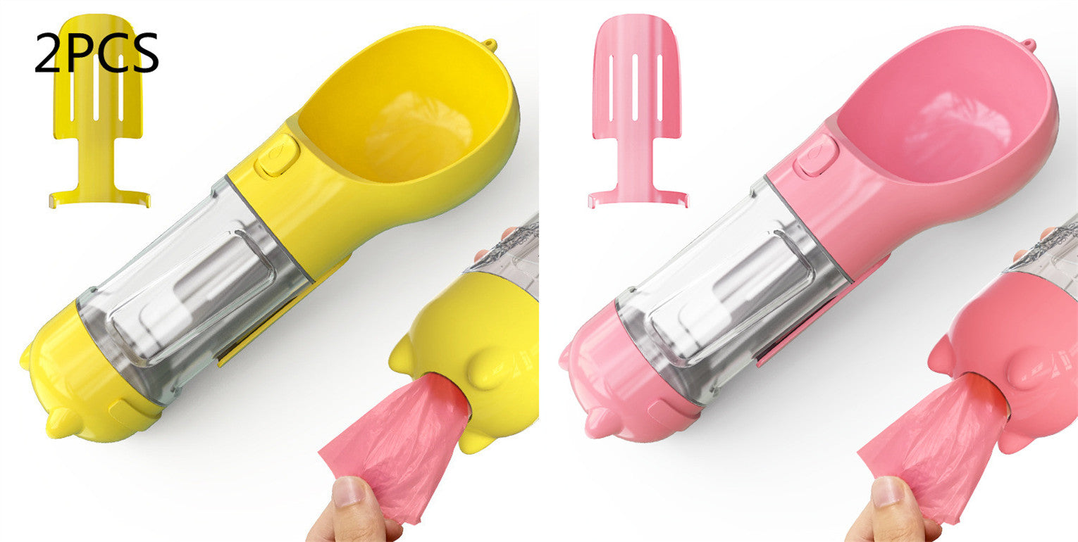 3 in 1 Dog Water Bottle - Feeder Bowl - Bag Storage