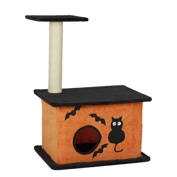 Halloween Cat Tree, Cat Tower Cat Tree For Indoor Cats With Spacious Cat Condo, Large Platform, Sisal Scratching Post, Orange & Black