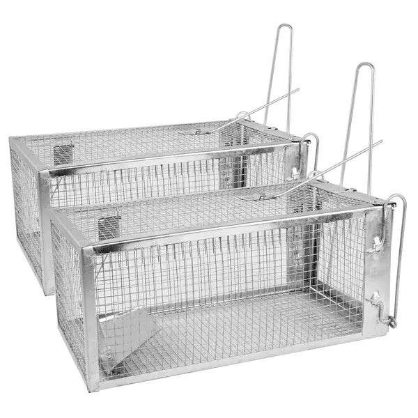 2 Pack Rat Trap Cage Humane Live Rodent Trap Cage Galvanized Iron Mice Mouse Control Bait Catch With Detachable U Shaped Rod