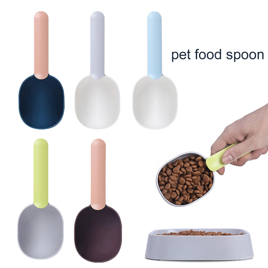 Pet Food Scoop With Ergonomic Bag Clip - Measuring Scoop Plastic Measuring Cup Pet Food Spoon Long Handle