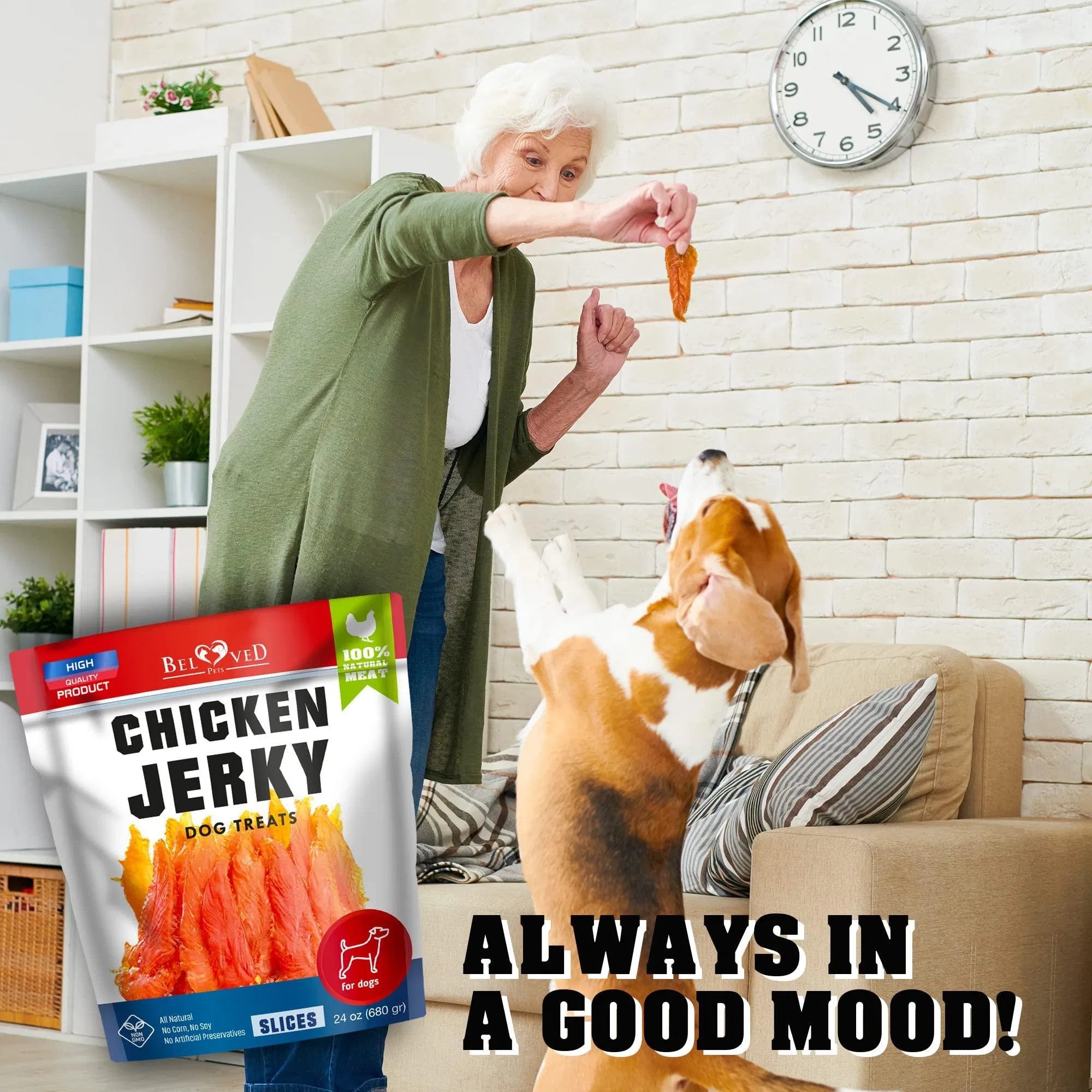 Dog Treats Chicken Jerky 1.5 Lb Human Grade, Grain Free Organic Meat High Protein Dried Strips Best Chews For Dogs