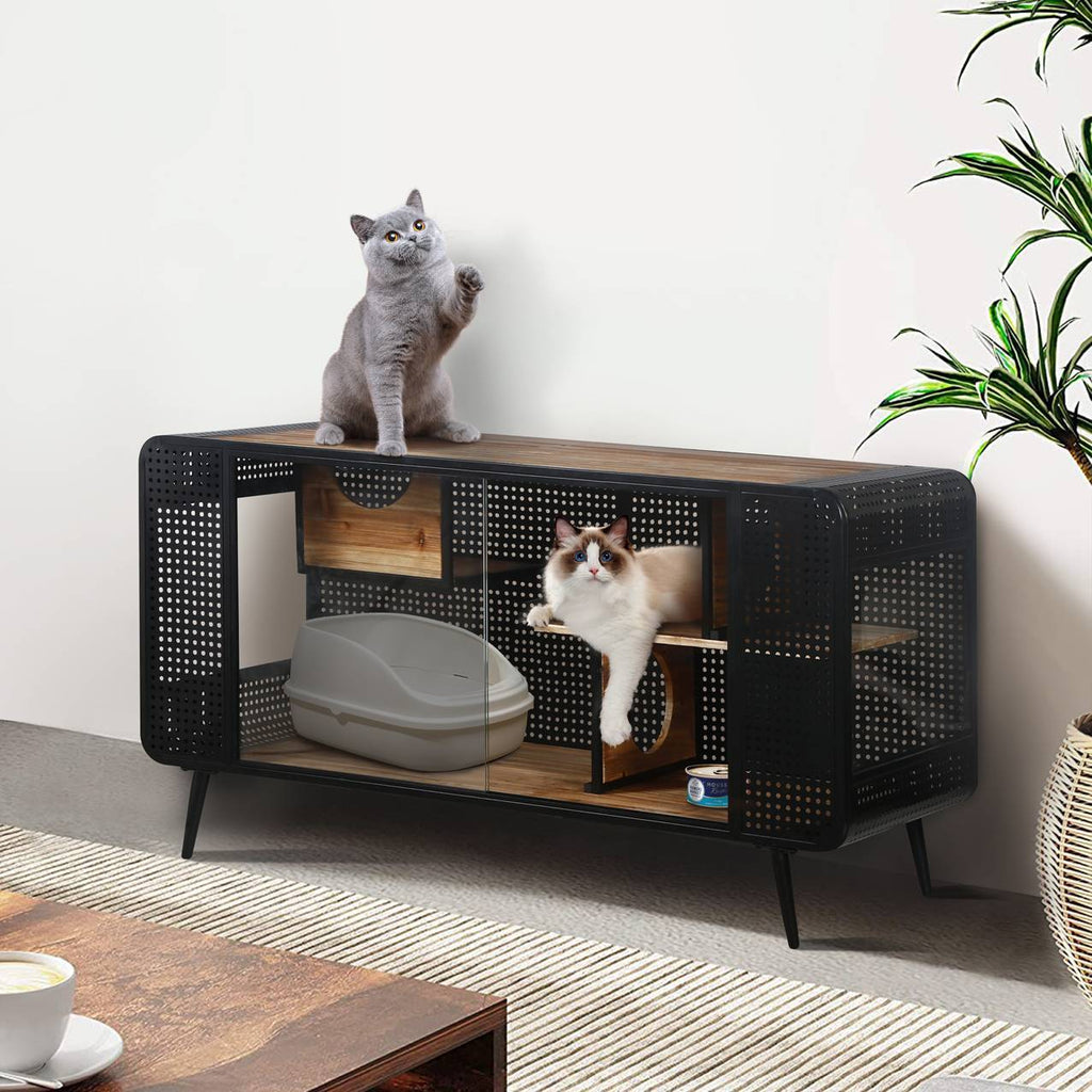 Spacious Cat House With Tempered Glass For Living Room, Hallway
