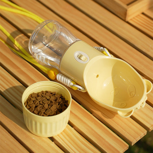 2 in 1 Portable Dog Water Bottle - Leak-proof Drinking Bowl with Food Container