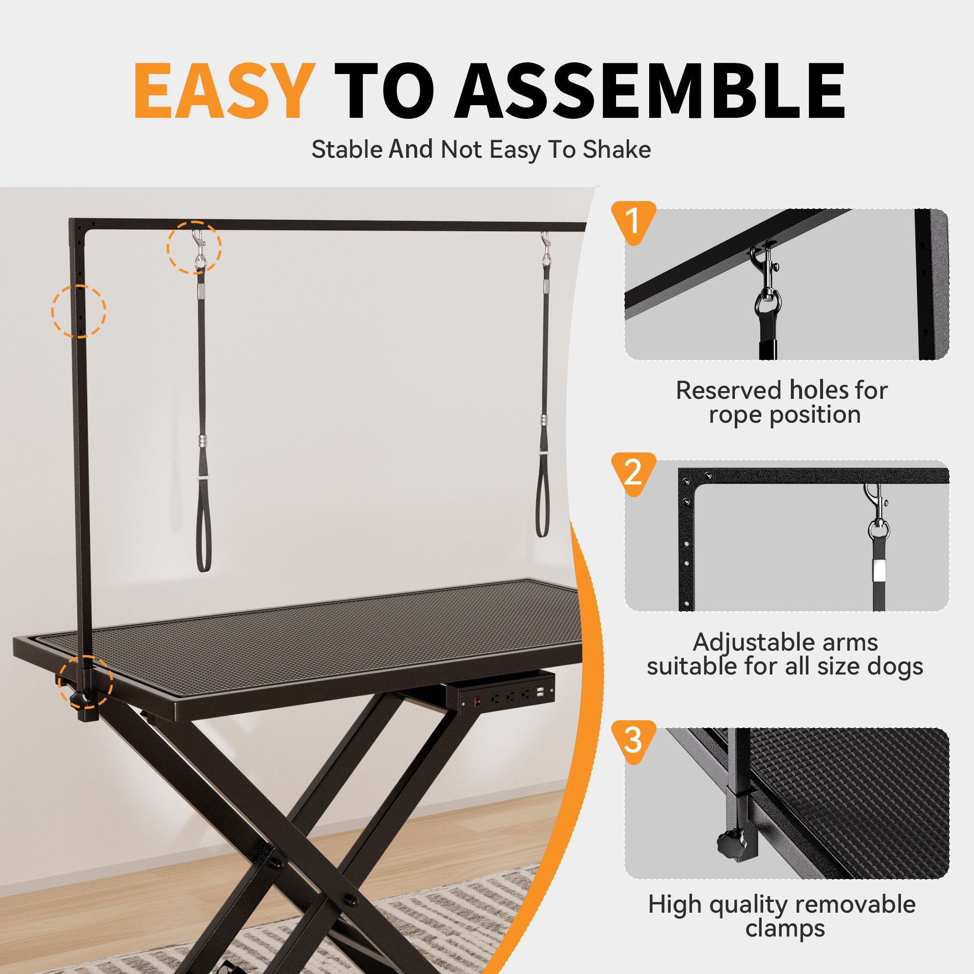 Height Adjustable Pet Grooming Table, Equipped With Leveling Wheels, Dog Grooming Arms, Anti Slip Tabletop, And Tool Organizer 50 Inches, Black, Prohibited Platform Temu