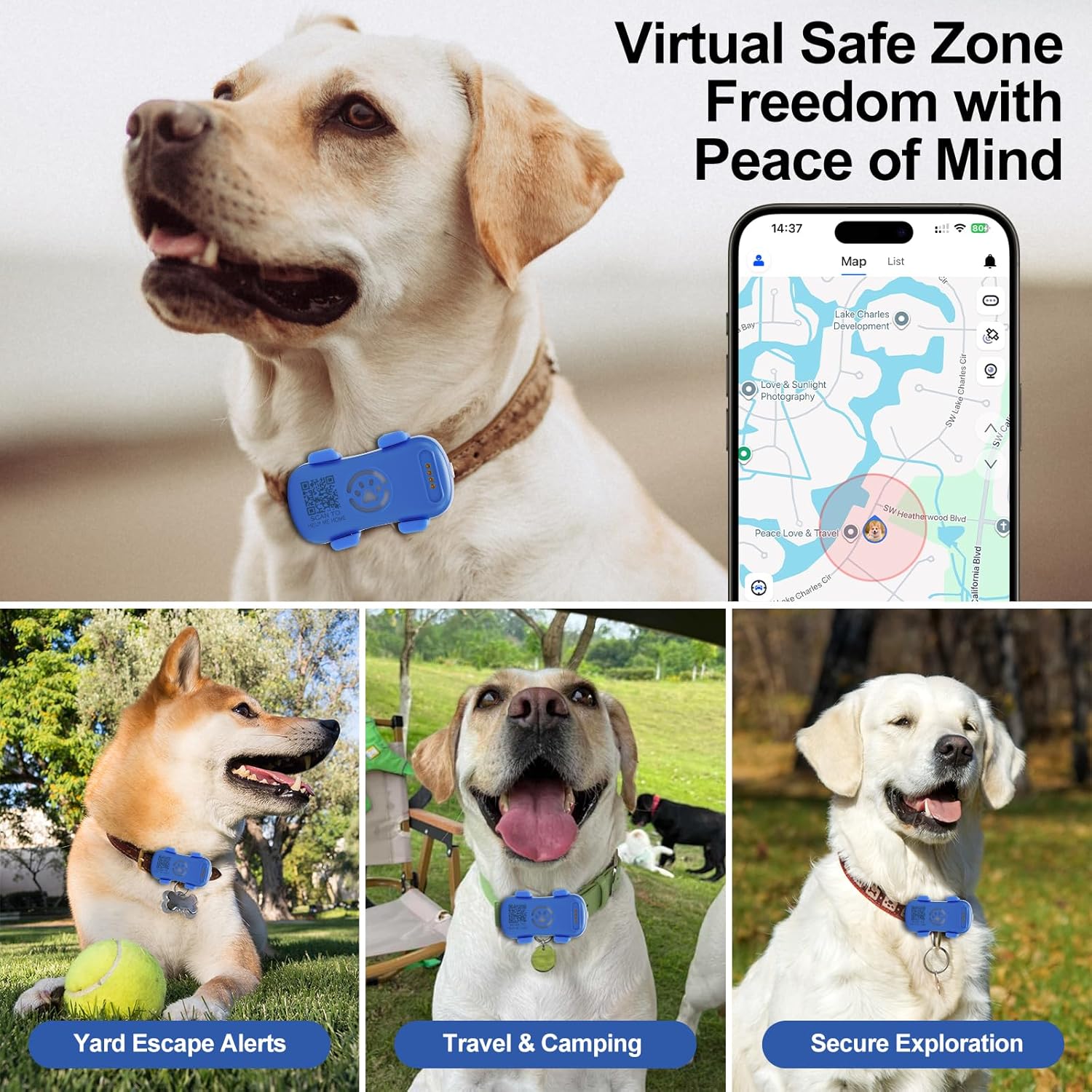 Unlimited Distance GPS Anti-Lost Pet Tracker with Geo-fence, Flash Light & Sound Alarm, Fits Most Pet Collars (Only shipping inside USA)