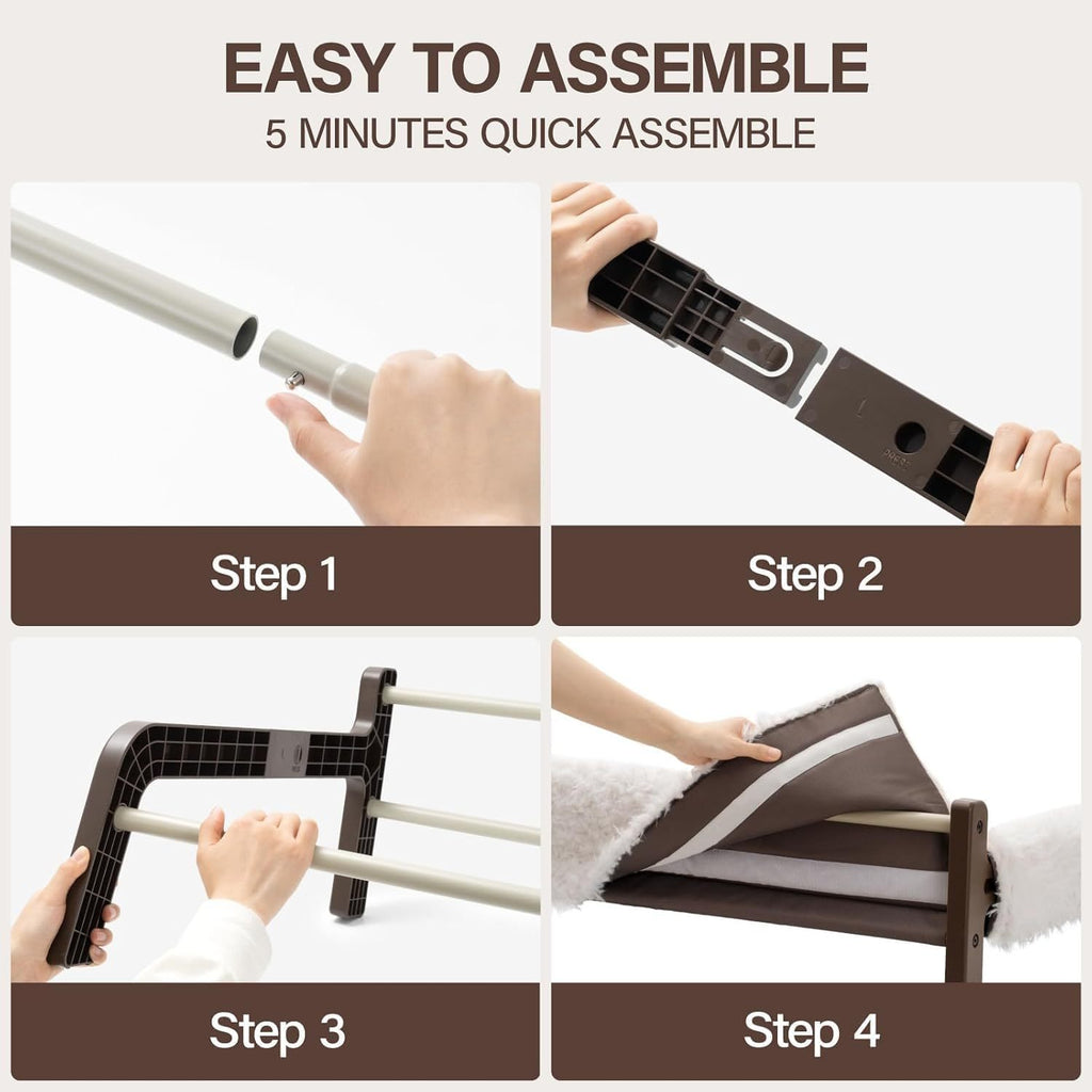 Raised Cat Bed For Indoor Cats - Elevated Plush Pet Sofa With Non-Slip Bottom, Supports 44 Lbs, Washable Small Dog Bed For Kittens & Puppies Beige Brown