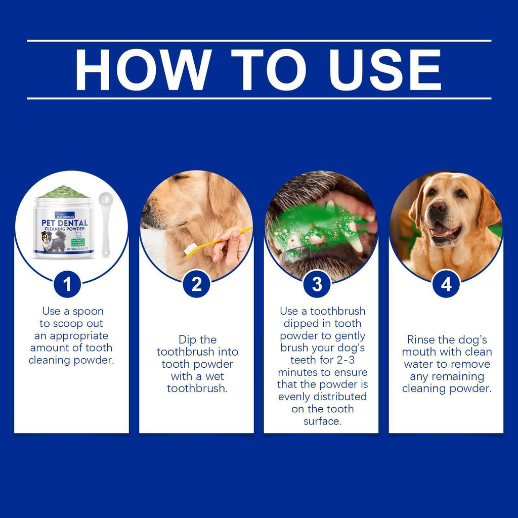 Dog Tooth Cleaning Powder Gently Cleans Tartar Stains And Freshens Breath