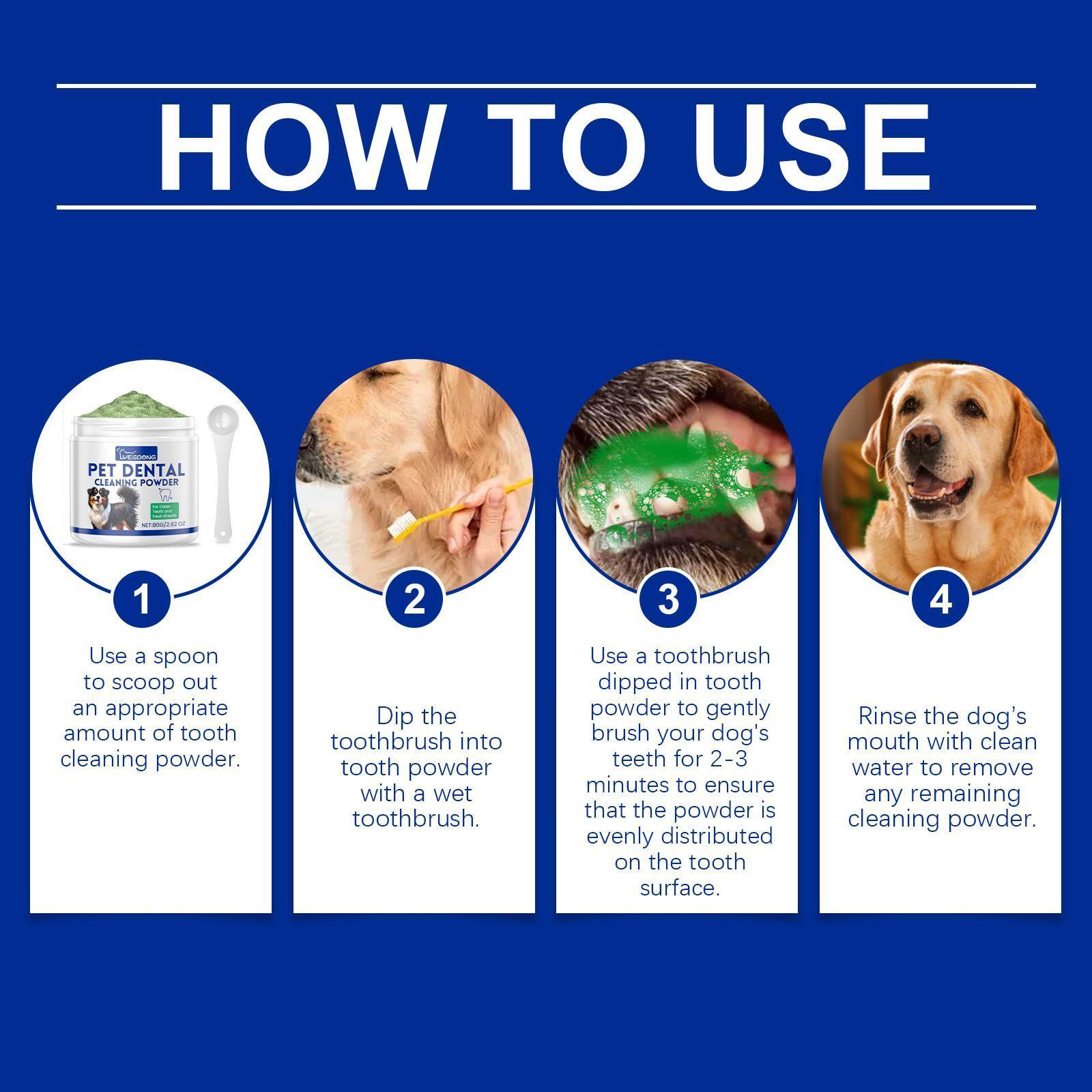 Dog Tooth Cleaning Powder Gently Cleans Tartar Stains And Freshens Breath