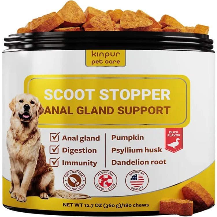 Scoot Stopper Soft Chews Fiber For Dogs Dog Anal Gland And Digestion Support Anal Gland Chews With Pumpkin And Psyllium Husk 180 Chewables For Dog Digestive Health