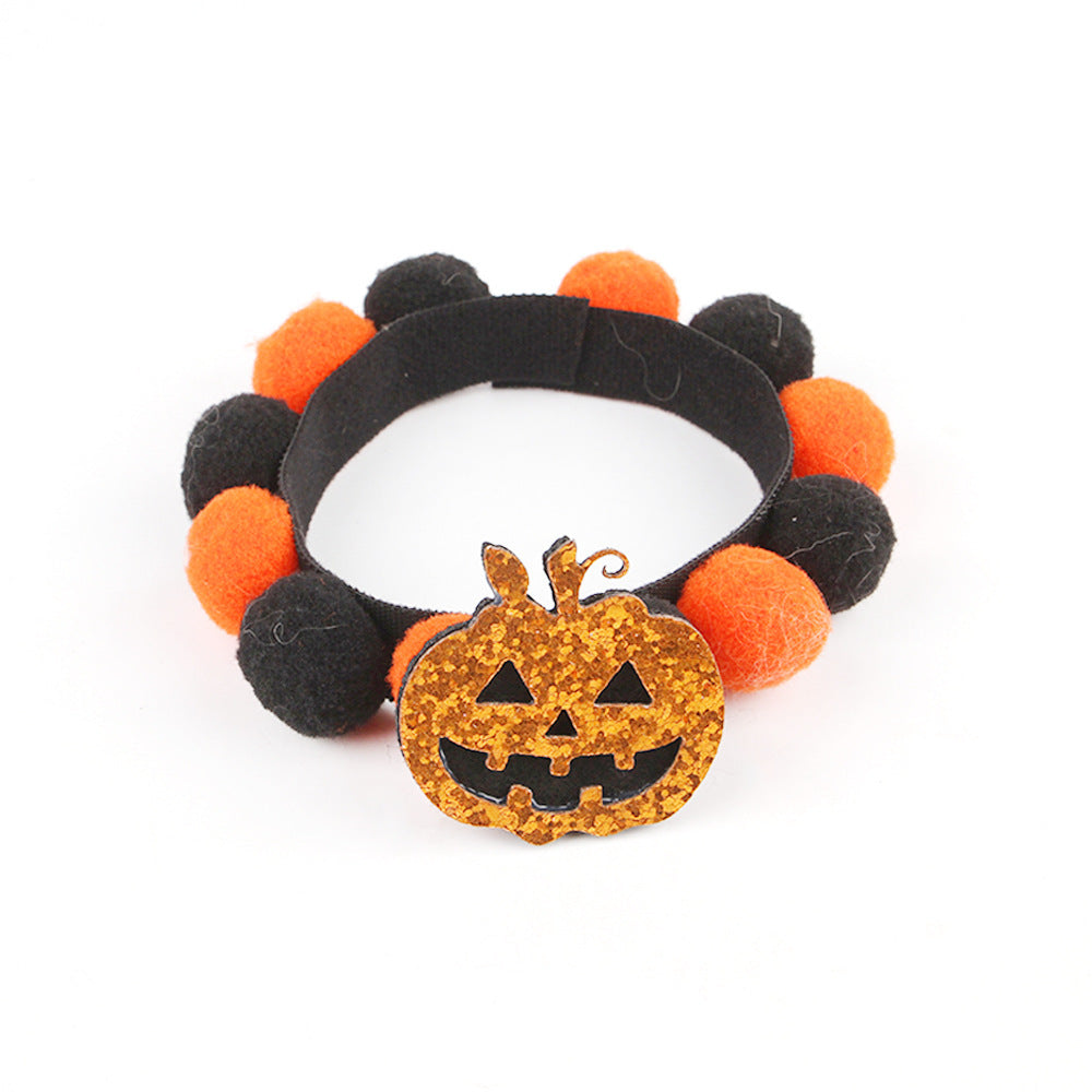 Halloween Pet Fur Collar Pumpkin Ball
