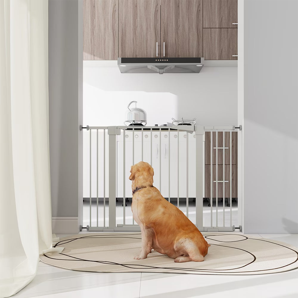 High White Child Safety Gate For Baby Door Barrier With Extensions