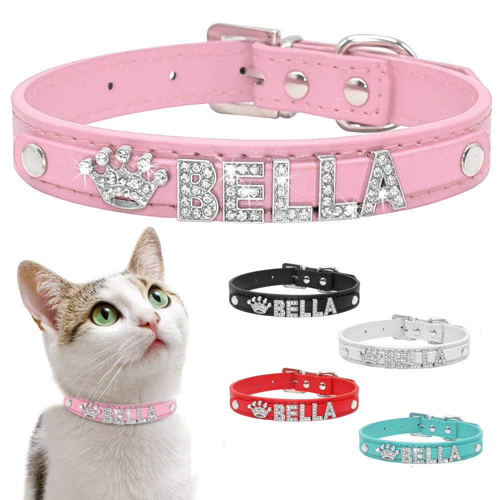 Personalized Cat Collar Rhinestone Puppy Small Dogs Collar