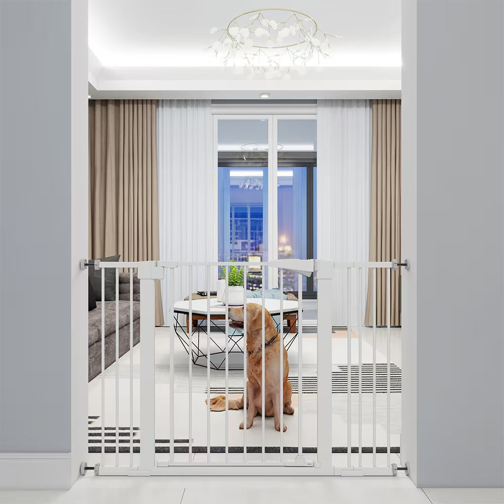 High White Child Safety Gate For Baby Door Barrier With Extensions