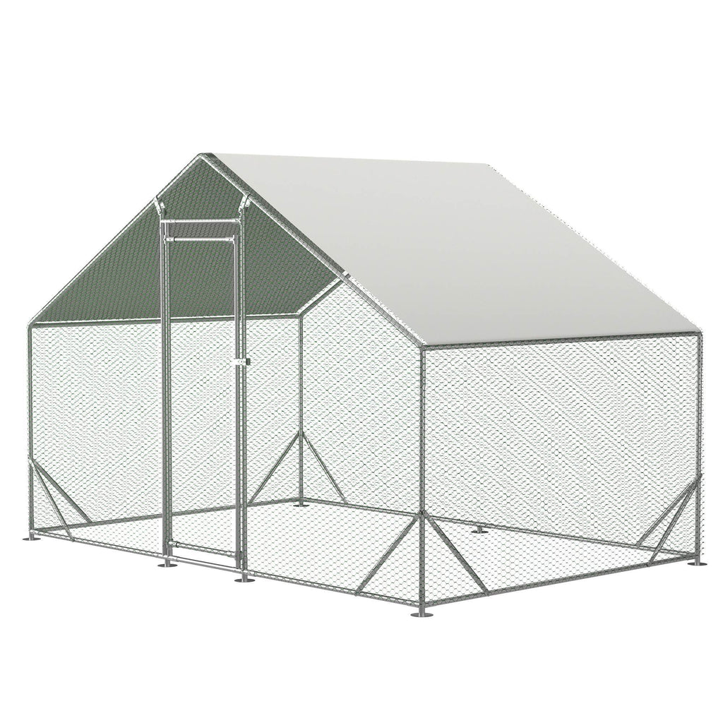 Large Metal Chicken Coop, Walk-in Chicken Run, Galvanized Wire Poultry Chicken Hen Pen Cage, Rabbits Duck Cages With Waterproof And Anti-Ultraviolet Cover For Outside