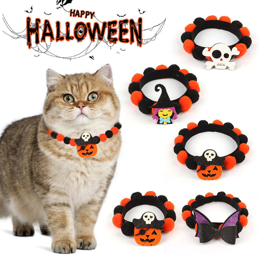Halloween Pet Fur Collar Pumpkin Ball