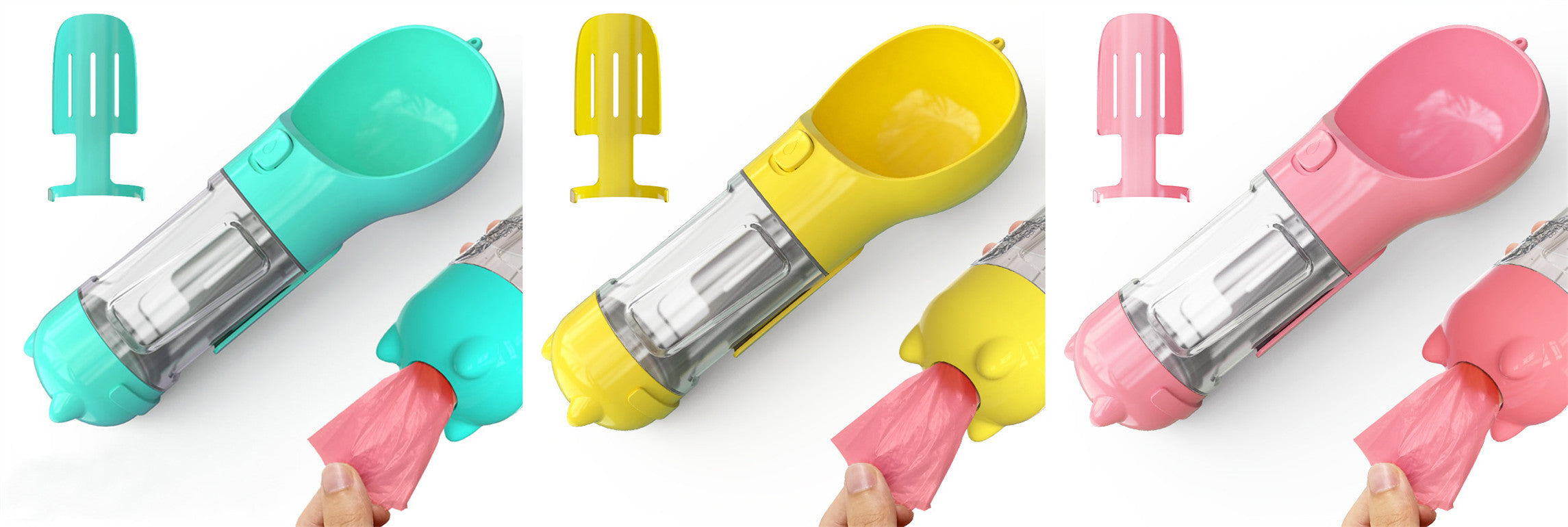 3 in 1 Dog Water Bottle - Feeder Bowl - Bag Storage