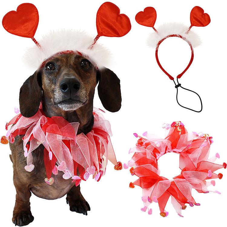 Pets Valentine's Day Decoration Pet Scar Valentine's Day Hairband Dog Party Decoration Prop Dog Accessories Pet Products