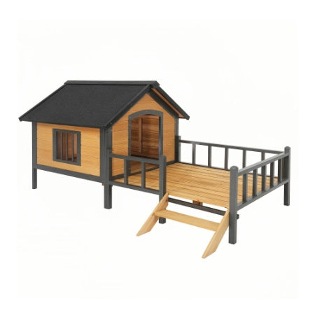 Outdoor Large Wooden Cabin House Style Wooden Dog Kennel With Porch
