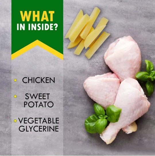 Dog Sweet Potato Wrapped With Chicken, Grain Free Organic Meat Human Grade Dried Snacks In Bulk