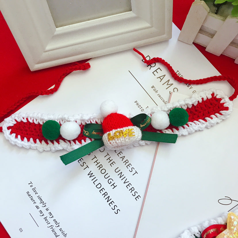 Hand Woven Wool Pet Christmas Collar