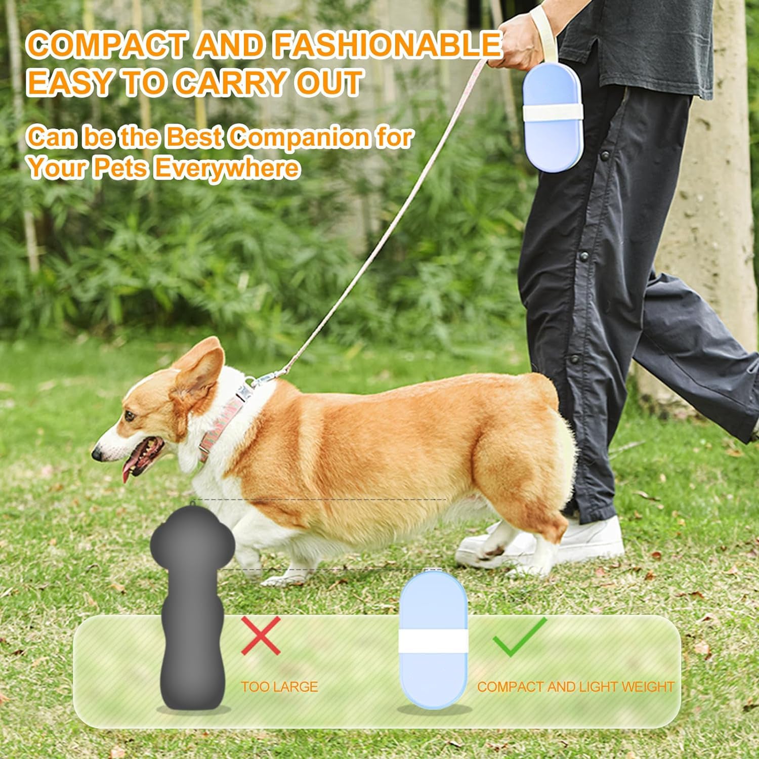 Dog Water Bottle & Bowl 2-in-1 Food Container Large Enough For Dog Treats Steak Sticks Bars Portable Pet Water Dispenser For Hiking Travel Cat Bowls