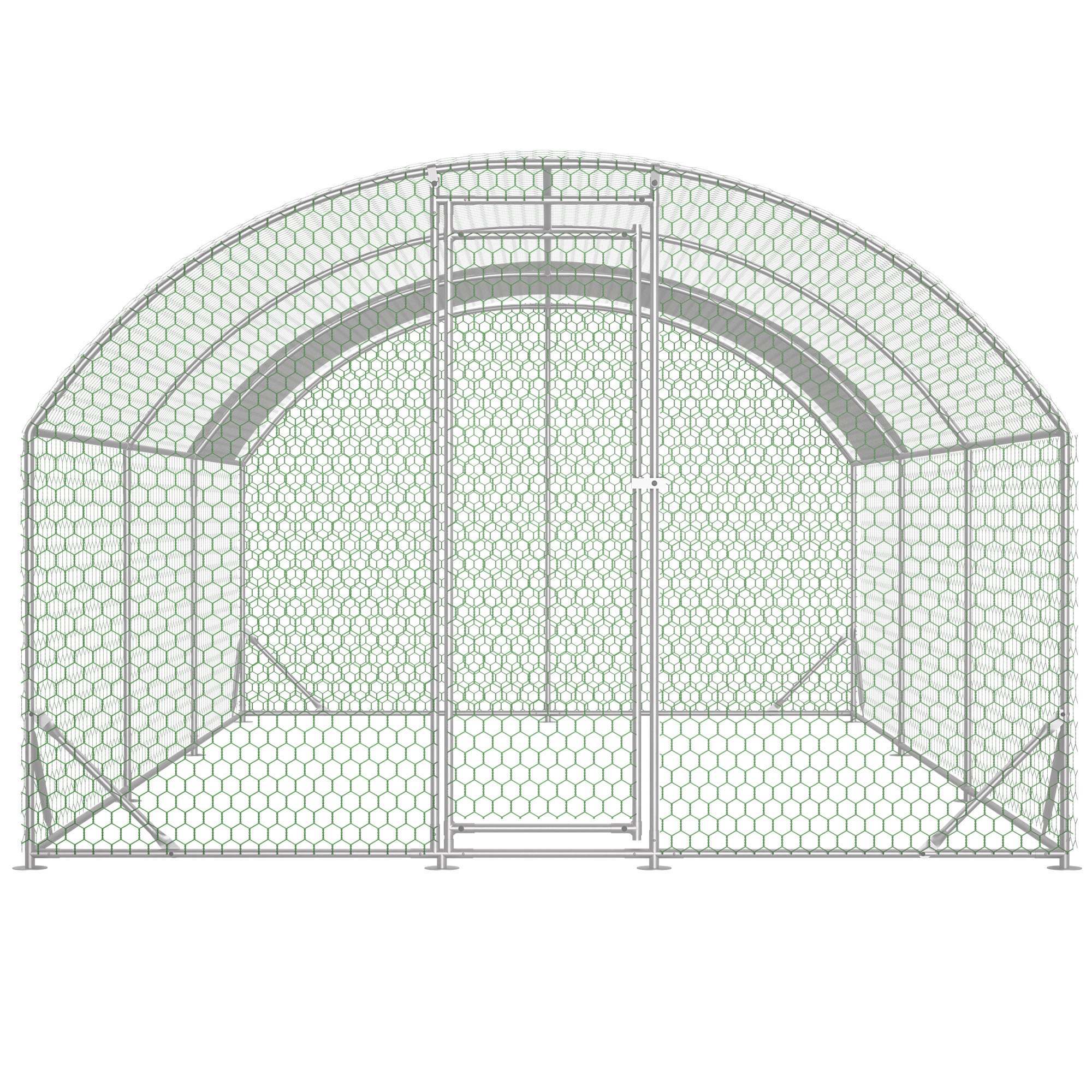 Large Chicken Coop Metal Chicken Run With Waterproof And Anti-UV Cover, Dome Shaped Walk-in Fence Cage Hen House For Outdoor And Yard Farm, 9.84 X 19.68 X 6.56 Ft